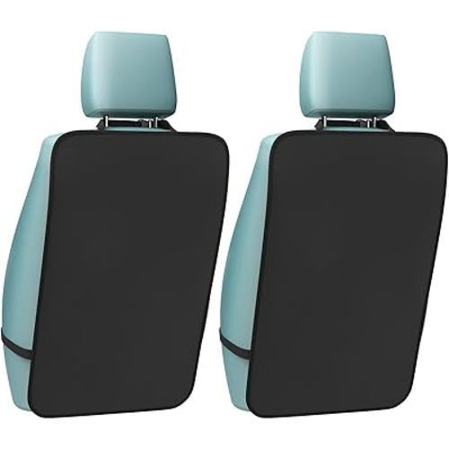 iBune 2 Pack Auto Seat Back Kick Protectors, Large Kick Mats for Car, Waterproof Automotive Car Back Seat Cover Protect from Dirt, Mud, Stains, Scratches, Fit Most Cars, Oxford Fabric Black