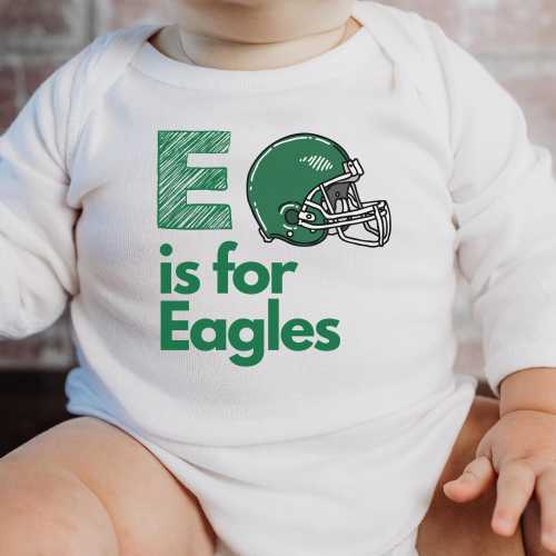 E is for Eagles Infant Long Sleeve Onesie, Eagles Baby, Philadelphia Eagles Onesie