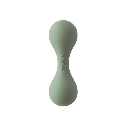 mushie Silicone Baby Shaker Rattle Toy | Ages 3+ Months (Dried Thyme)