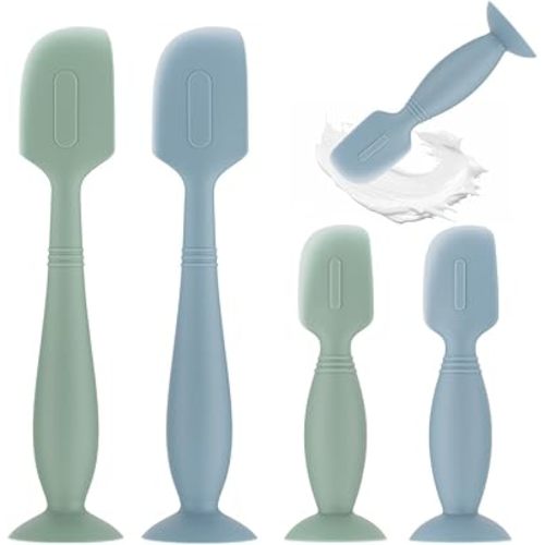 Baby Diaper Cream Spatula,4 Pack Silicone Diaper Cream Applicator Baby Butt Paste Spatula Diaper Cream Brush for Newborn Baby, 2 x Large Size, 2 x Small Size (Green+Blue)
