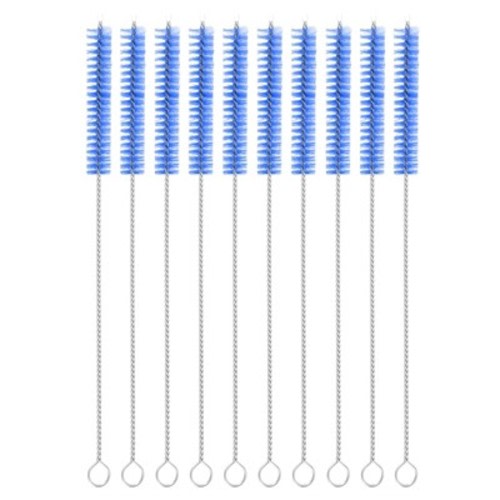 Unique Bargains Long Handle Wire Bristles Bottle Straw Cleaning Brushes 10 Pcs Blue 8" x 3/8"
