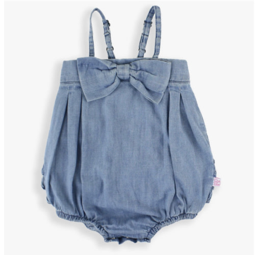 Bow Front Bubble Woven Romper | RuffleButts & RuggedButts