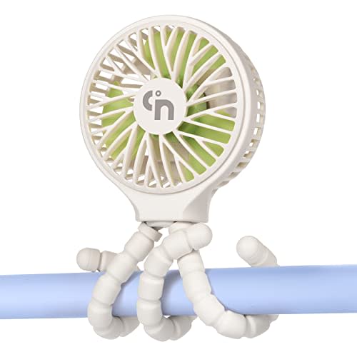 WiHoo Stroller Fan Battery Operated,Portable Car Seat Baby Fan with Flexible Tripod,3 Speeds Rechargeable Clip on Fan,USB Mini Small Personal Fan for Crib Treadmill Camping and Travel (White)