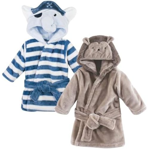 Hudson Baby unisex-baby 2pc Plush Animal Face Bathrobe