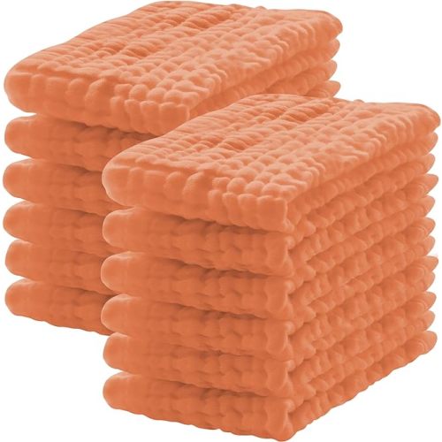 12 Pack Muslin Burp Cloths 100% Cotton Muslin Cloths Large 20''x10'' Extra Soft and Absorbent Baby Burping Cloth - Vermilion