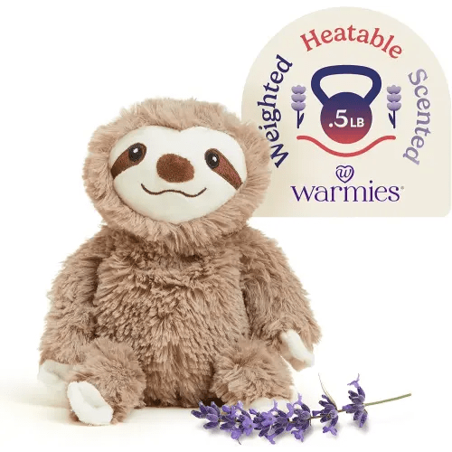 warmies Junior Microwavable Stuffed Animals, Sloth - Heated Stuffed Animal Plushie for Warmth & Comfort - Cute Soft Plush Toys for Adults & Children (Boys, Girls, Babies & Toddlers)
