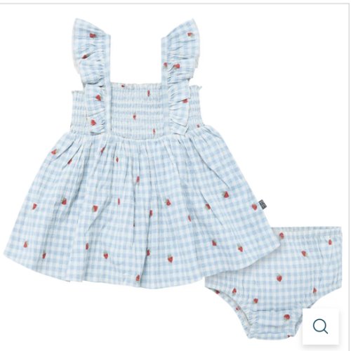 2-Piece Baby Girls Strawberry Gingham Ruffle Sleeve Dress and Diaper C – Gerber Childrenswear
