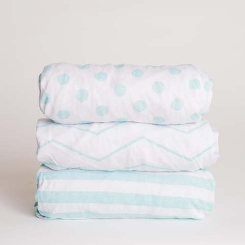 Mint Patterned Bassinet Fitted Sheet Set