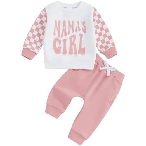 Karwuiio Toddler Baby Boy Girl Clothes Checkerboard Print Long Sleeve Sweatshirt Tops and Pants Fall Clothing Set