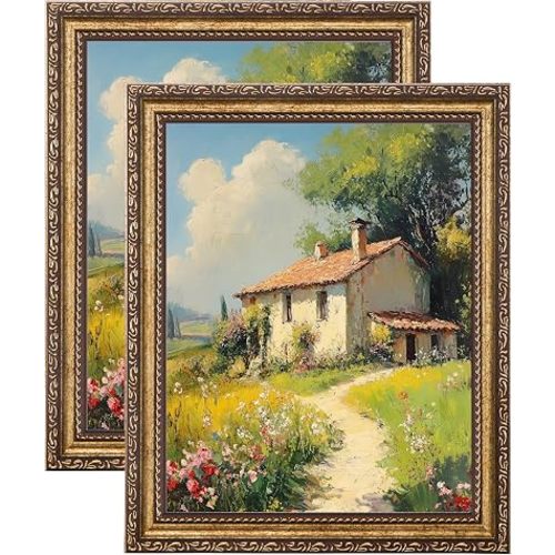 eletecpro 8x10 Vintage Picture Frame, Glass Cover, Bronze Gold, 2-Pack