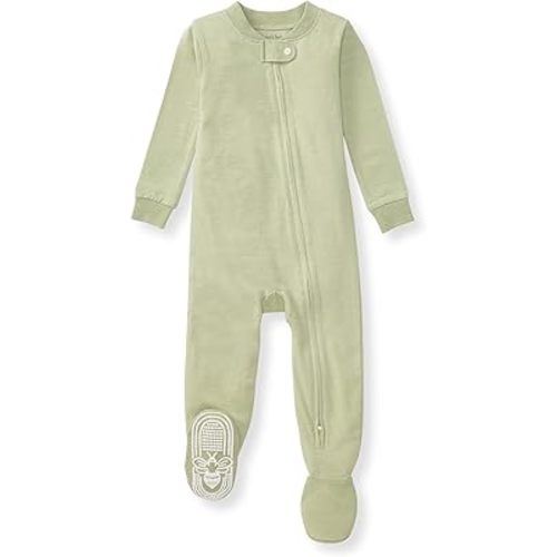 Burt's Bees Baby unisex-baby Honeysoft Sleeper Pajamas, Zip Front Non-Slip Footed Footie PJs, Organic Cotton & Lyocell