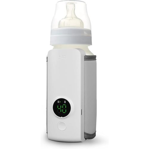 Portable Bottle Warmer for Travel – Moclever USB Rechargeable Baby Milk Warmer, Battery-Powered Breastmilk Heater On The Go, 6 Adjustable Heating Levels, Digital Display, Fits Most Bottles