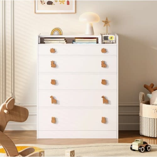 Ebern Designs 5-drawer White Baby Changing Table Dresser – Extendable Nursery Dresser | Wayfair