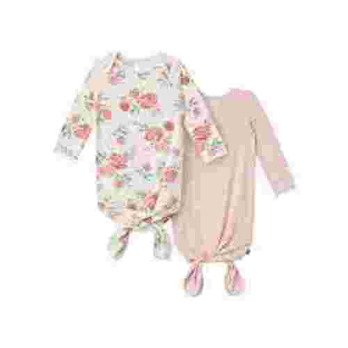 Modern Moments by Gerber Baby Neutral Knotted Gown With Mittens, 2-Pack, Newborn - 0/3 Months