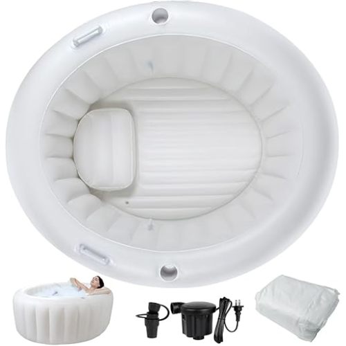 Comfortable Home Birth Pool in Creamy Marshmallow – Ideal for Water Birth with Electric Air Pump & Liner, Doula & Midwife Recommended, Easy Setup and Relaxation for Expecting Mothers