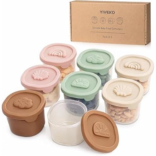 Baby Food Containers with Lids Silicone Baby Food Storage Containers for Infants & Toddlers, Leakproof Freezer-Safe Reusable Baby Food Jars for Breastmilk & Solid Foods, 4oz Silicone Containers 8PK