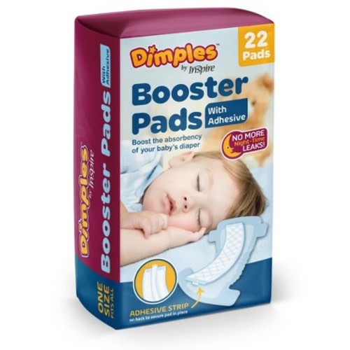 Inspire Dimples Booster Pads, Baby Diaper Doubler with Adhesive - Fits All Sizes - 22 Count