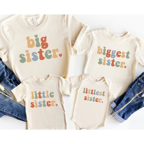Big sister Retro Toddler Shirt, Biggest sister Shirt, Retro sister Shirt, Vintage sister Shirt, Little sister Shirt, Littlest sister Shirt