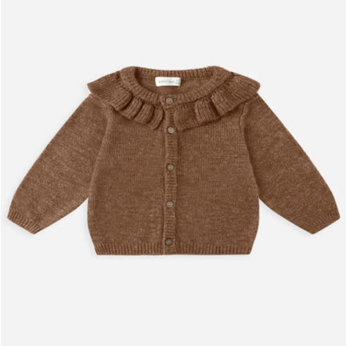 Ruffle Collar Cardigan || Heathered Cedar – Quincy Mae