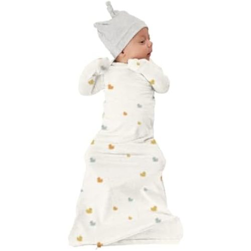 GUNAMUNA Unisex Baby Gown Sleeper, Night Gown with Diaper-Zipper for Easy Changing, Newborn to 3 Months