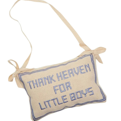 Thank Heaven Embroidered Pillow Door Hanger - Boys/ Blue - Sweet E's Children's Boutique