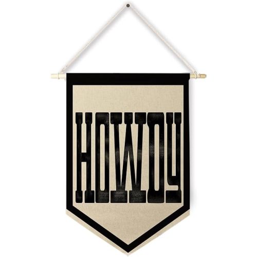 Qpenm Boho Western Howdy Hanging Wall Canvas Banner, Preppy Room Dorm Decor, Beige Black Preppy Trendy Hanging Pennant Flag Prints, Howdy Sign Room Decor, Western Wall Decor Poster&Prints