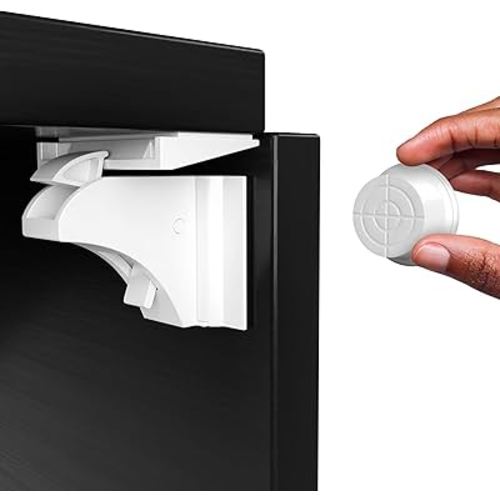 Skyla Homes Magnetic Cabinet Locks Baby Proofing Child Safety - The Safest Quickest and Easiest Multi-Purpose 3M Adhesive Child Proof Latches, No Screws or Tools Needed (12 Pack)