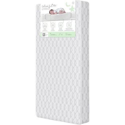 Dream On Me 5" Cozy Cloud 2-in-1 Crib and Toddler Mattress, Dual-Sided - Infants & Toddlers, Breathable & Waterproof, 75% Recycled Fiber, GREENGUARD Gold & Baby Safety Alliance Certified – Taffeta