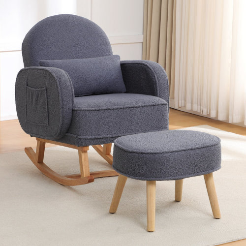 Isabelle & Max™ Upholstered Teddy Rocking Chair With Ottoman & Reviews | Wayfair