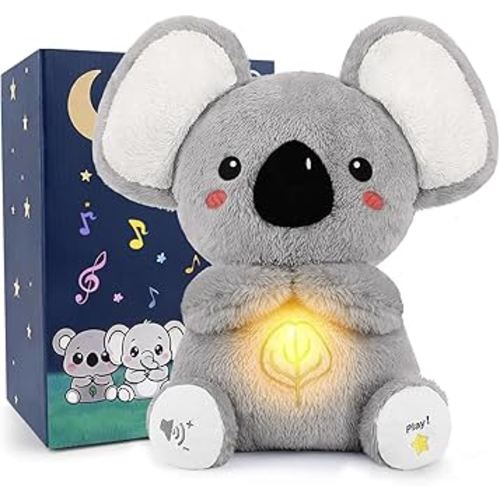 BRICHOEE Breathing Stuffed Animal, Soothing Koala Stuffed Animal with Moving Ears, Breathing Motion, Calming Sound and Light for Baby Sleep Companion Portable Plush Toy Gifts for Kids Adults Newborns