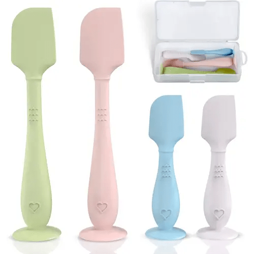 4-Pack Diaper Cream Spatula with Travel Box, Soft Baby Butt Spatula – Silicone Butt Paste Spatula, Convenient Diaper Spatula & Skin-Friendly Baby Butt Spatula