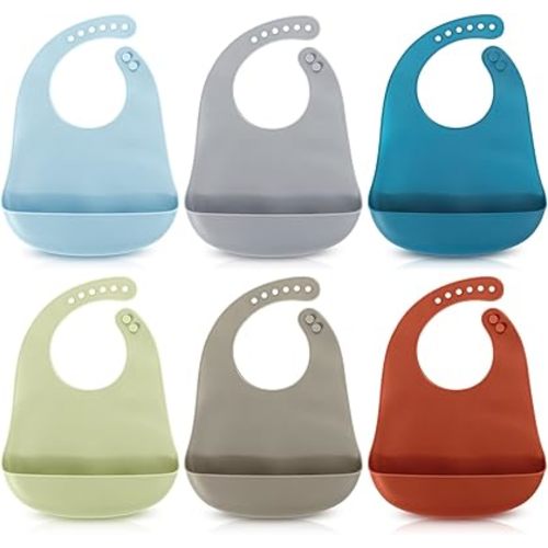 Mepase Silicone Bibs for Babies Waterproof Silicone Bibs Soft Adjustable Baby Feeding Unisex Kid Eating Supplies