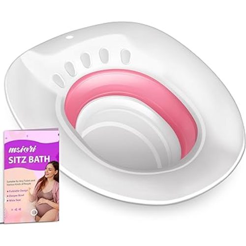 Sitz Bath for Hemorrhoids, Sitz Bath for Toilet Seat - Perineal Soaking and V Steaming, Postpartum Care - Yoni Steam Seat - Collapsible Storage - Use with Sitz Baths Salt