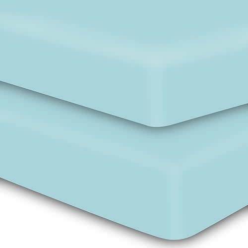 MOONQUEEN 2-Pack Baby Fitted Crib Sheets - Soft Breathable Microfiber Toddler Nursery Sheet Set for Boys and Girls, Fits Standard Size Crib Mattress 28 x 52 x 8in, Aquamarine