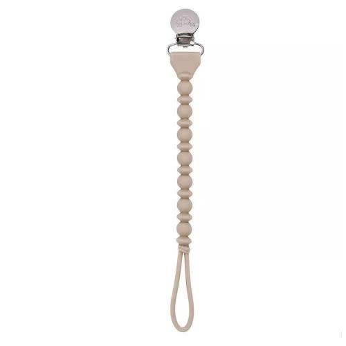 Itzy Ritzy Sweetie Beaded Strap Pacifier Clip - Toast
