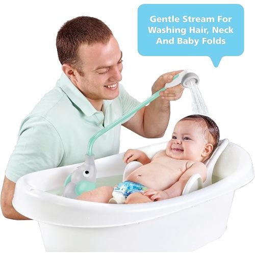 Yookidoo Baby Bath Shower Head - Elephant Water Pump with Trunk Spout Rinser - Control Water Flow from 2 Elephant Trunk Knobs for Maximum Fun in Tub or Sink for Newborn Babies
