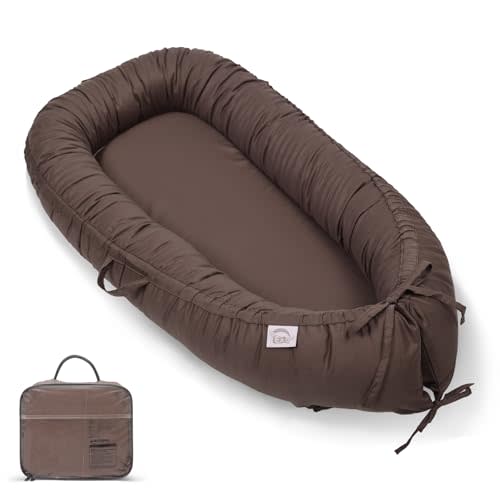 EAQ Baby Lounger, Snuggle Me Lounger, Portable Baby Nest Breathable & Soft, 100% Cotton Baby Lounger Pillow, Safe Baby Bassinet for Co-Sleeping, Nursery, Travel, Playtime