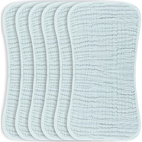 Konssy Muslin Baby Burp Cloths Sets for Unisex- 6 Pack Large 100% Cotton Burping Clothes for Newborn, Baby Girls and Boys
