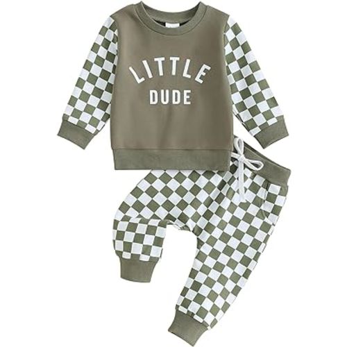 Sprifallbaby Newborn Infant Baby Boy Outfits Long Sleeve Pullover Sweatshirt Toddler Boys Pants Clothes Set Fall Winter 2Pcs