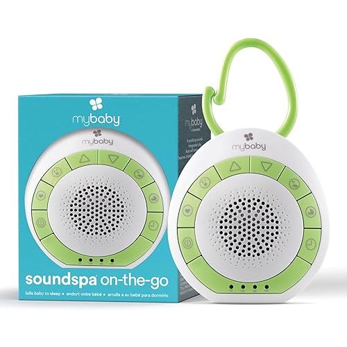 MyBaby Baby Sound Machine, White Noise Sound Machine for Baby, Travel and Nursery. 4 Soothing Sounds, Integrated Clip, Small and Lightweight.