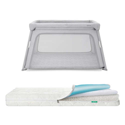 Deluxe Travel Crib + Waterproof Crib Mattress - White