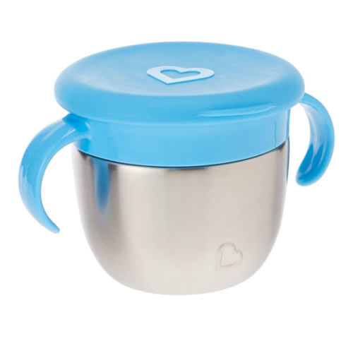 Munchkin® Snack+™ Stainless Steel Snack Catcher Cup with Lid, 9 Ounce, Blue, 1 Pack