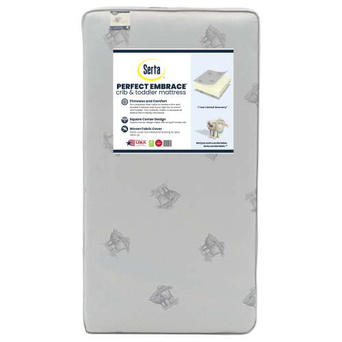 Serta Perfect Embrace Crib and Toddler Mattress - Breathable Fiber Core - GREENGUARD Gold Certified -7 Year Warranty - Made in USA