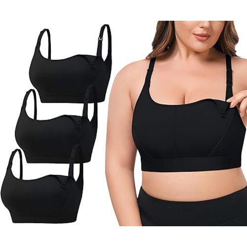Women Maternity Pregnancy Nursing Bras for Breastfeeding - 3Pack(S-4XL) - Adjustable Comfortable Bralette