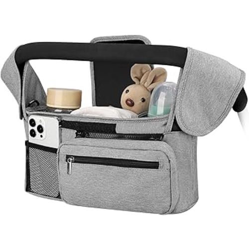 Accmor Universal Stroller Organizer with Insulated Cup Holder Detachable Phone Bag and Shoulder Strap,Stroller Bag Caddy Organizer Accessories Fits for Uppababy, Baby Jogger, Britax Strollers