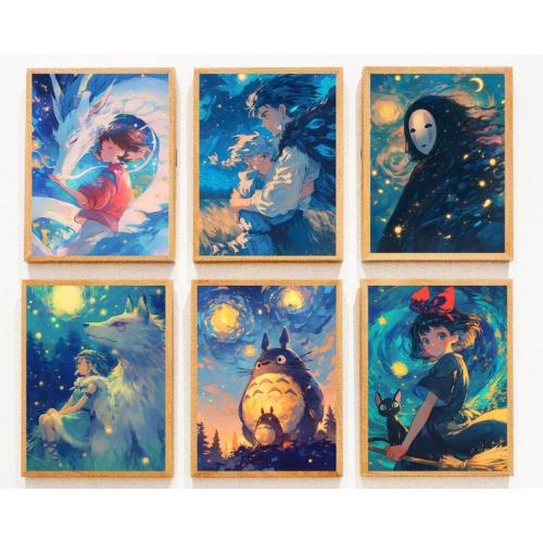 Set of 6 Ghibli Studio Movies Retro Poster, Aesthetic Anime Room - TikTok Shop
