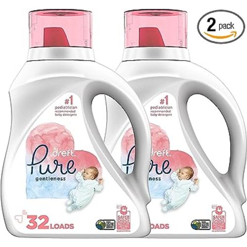Dreft Pure Gentleness Liquid Baby Detergent, Fragrance Free, 46 Fl Oz, Pack Of 2