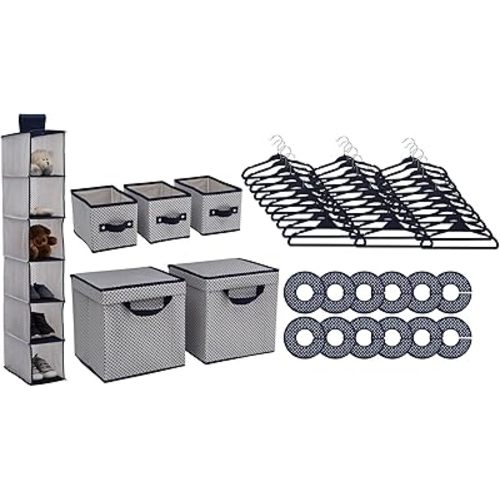 Delta Children Nursery Storage 48 Piece Set - Easy Storage/Organization Solution - Keeps Bedroom, Nursery & Closet Clean, Navy