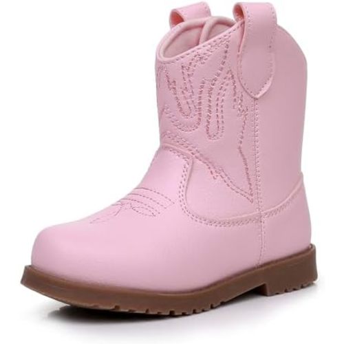 Blikcon Toddler Cowboy Boots for Boys Girls Baby Infant Cowgirl Boots Round Toe All Seasons 6-36 Months (Infant/Toddler)