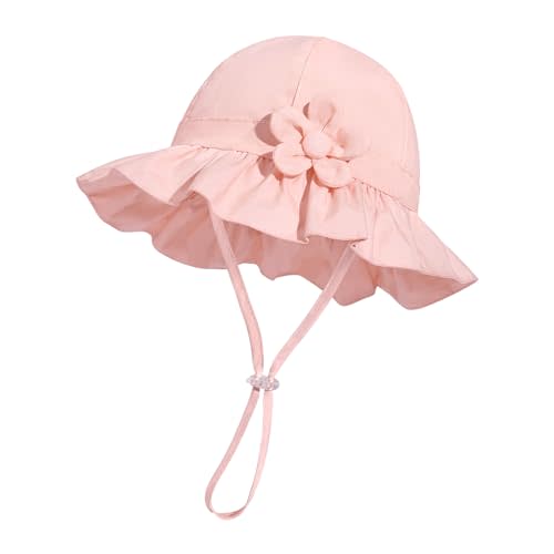 Baby Girl Wide Brim Bucket Hats with UPF 50+ Outdoor Adjustable Beach Hat with Sun Hat